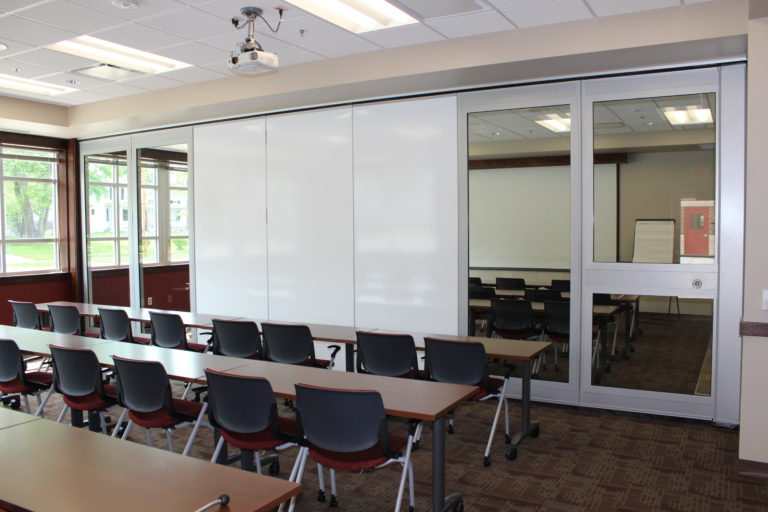 whiteboard movable glass wall system inside education/trainging room - Janesville Fire Department